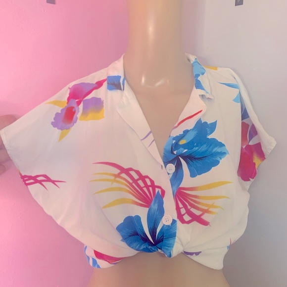 Vintage Floral // Hawaiian Capped Blouse California Crush - Picture 9 of 10